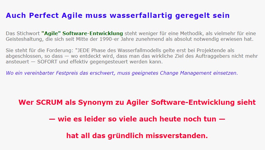 Das zu Agilitt passende Wasserfallodell